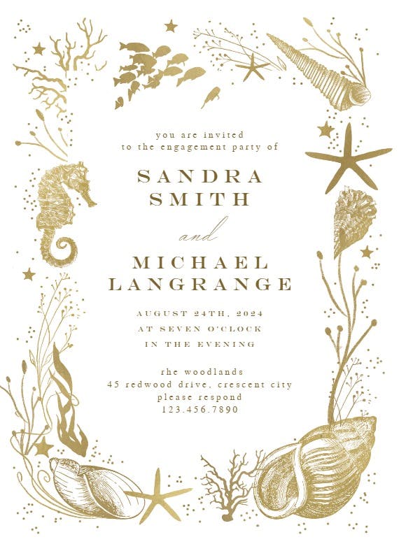 Coral reef - engagement party invitation