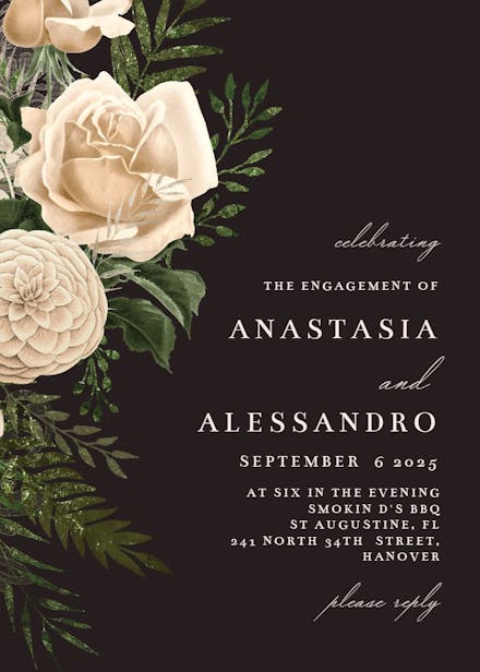 Cream bouquets - engagement party invitation