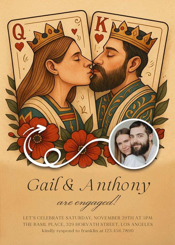 Crowned by hearts - engagement party invitation