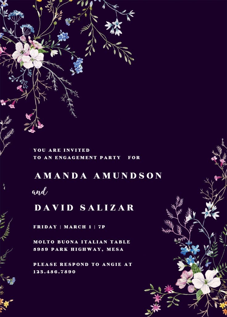 Dainty flowers - engagement party invitation