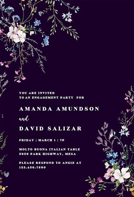 Dainty flowers - engagement party invitation