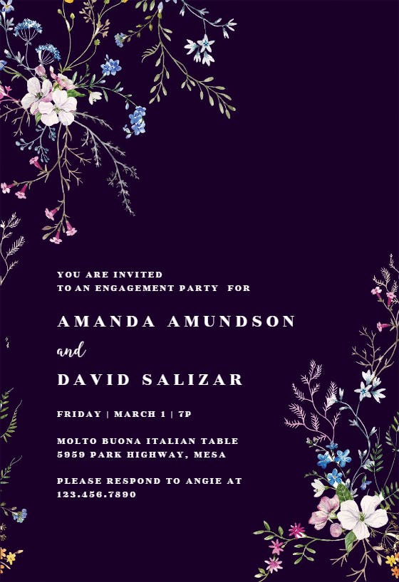 Dainty flowers - engagement party invitation