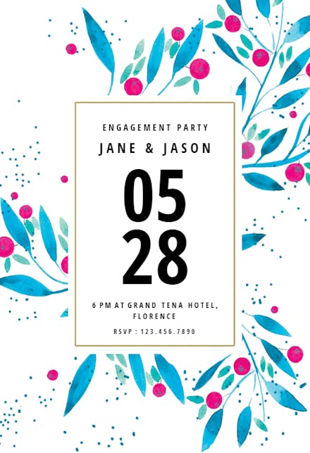 Delicate berries - Invitación Para Fiesta De Compromiso