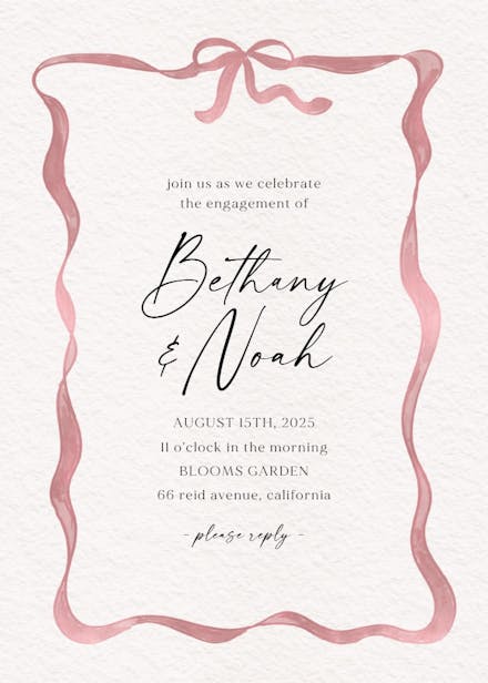 Delicate ribbon - engagement party invitation