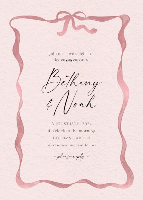 Delicate ribbon -  invitación para fiesta de compromiso