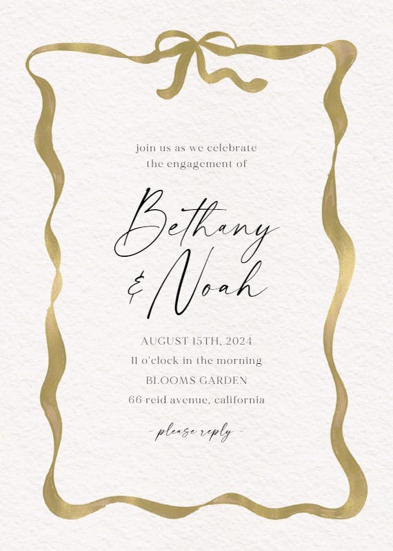 Delicate ribbon - engagement party invitation