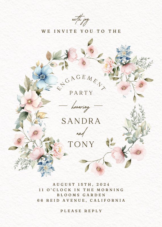 Delicate wreath - engagement party invitation