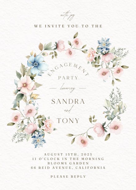 Delicate wreath - engagement party invitation