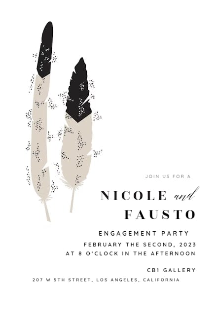 Dipped Feathers - Engagement Party Invitation