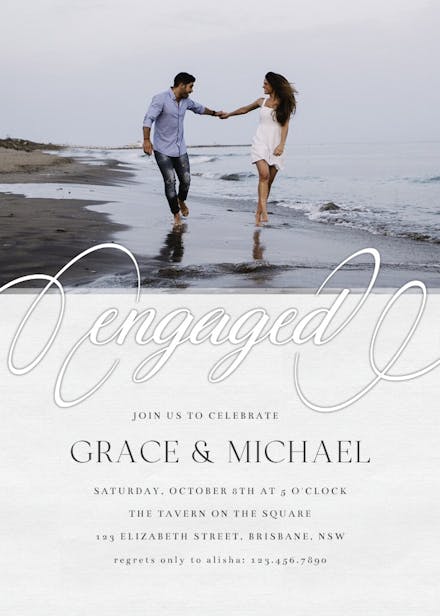 Elegant calligraphy - engagement party invitation