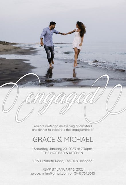 Elegant calligraphy - Engagement Party Invitation