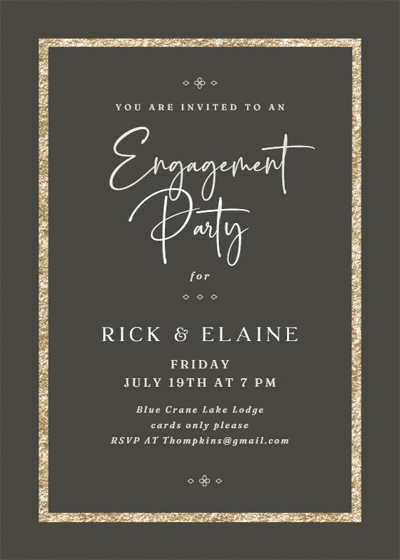 Elegant gold -  invitación para fiesta de compromiso