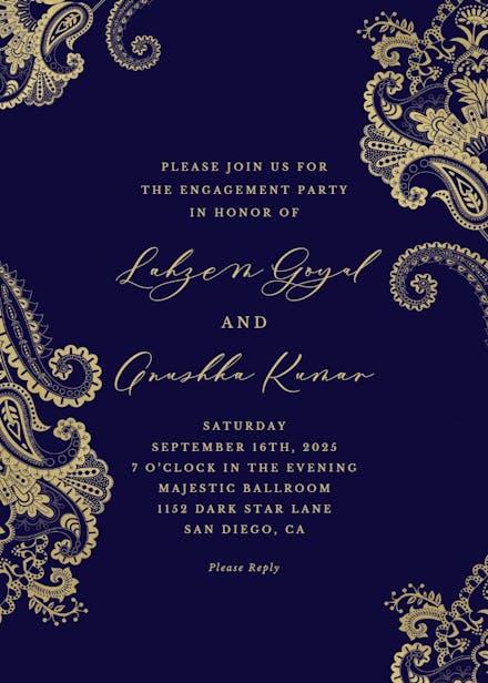 Elegant henna - engagement party invitation
