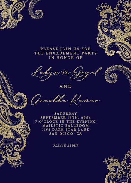 Elegant Henna - Engagement Party Invitation Template | Greetings Island