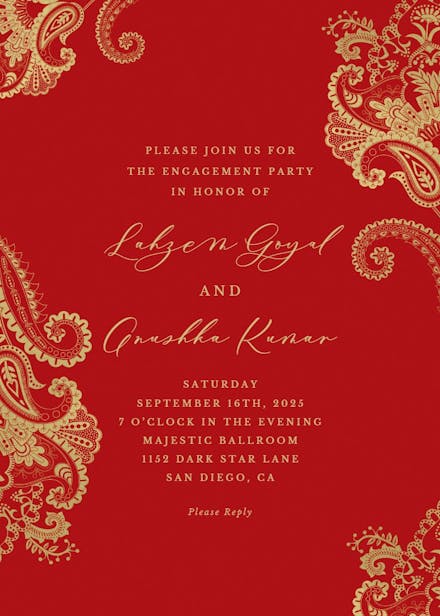 Elegant henna - engagement party invitation