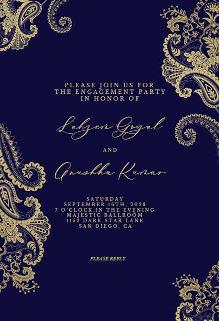 Elegant Henna - Engagement Party Invitation