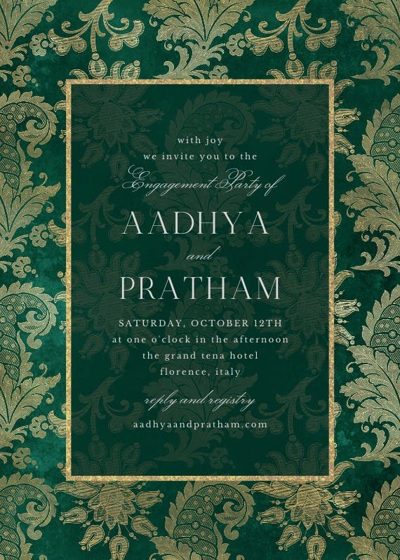 Emerald peacock - party invitation