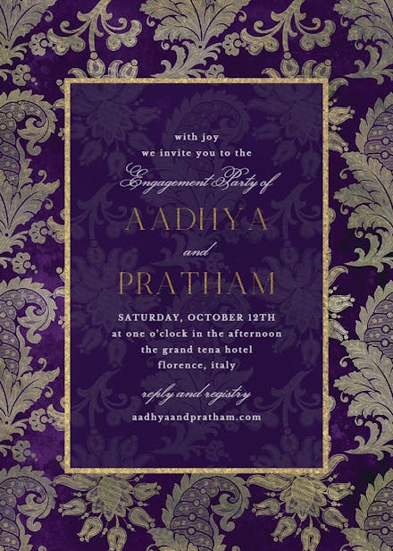 Emerald peacock - engagement party invitation