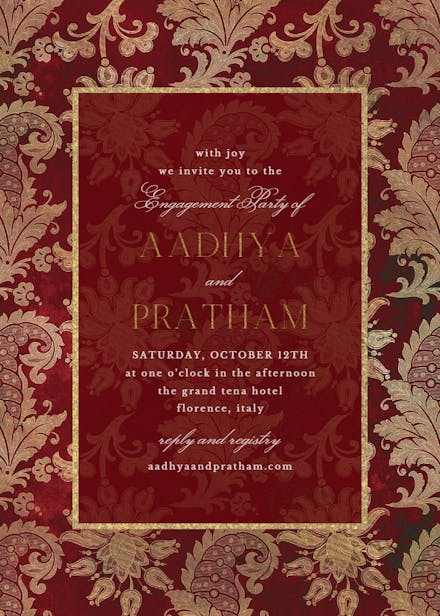 Emerald peacock - engagement party invitation