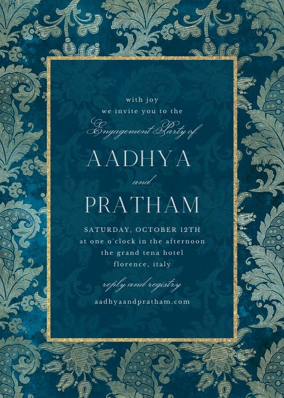 Emerald peacock - engagement party invitation