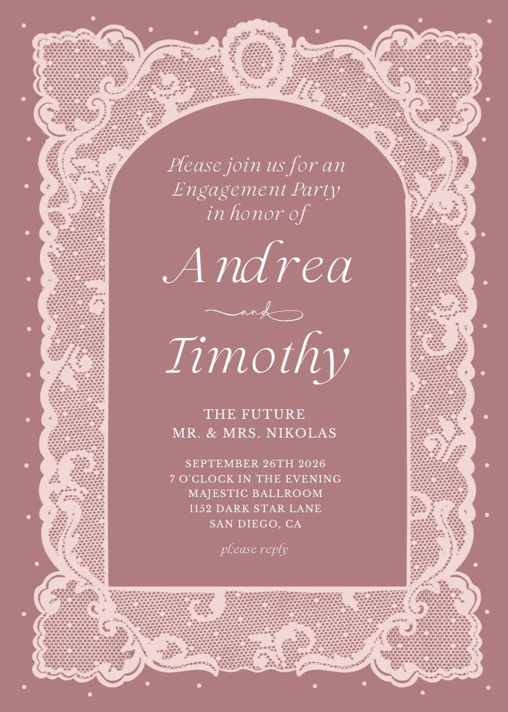 Encaje fino -  invitación para fiesta de compromiso