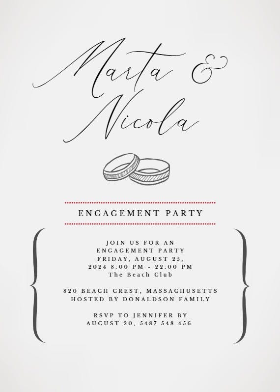 Engagement rings -  invitación para fiesta de compromiso