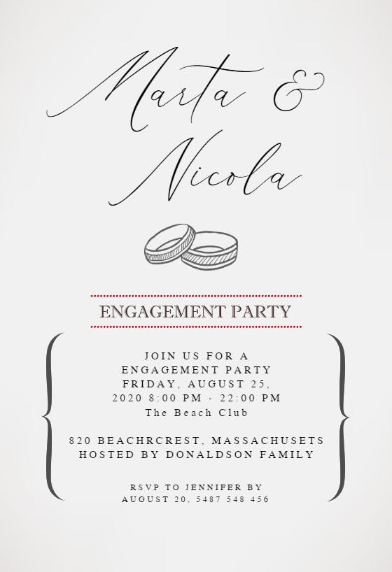 Engagement rings -  invitación para fiesta de compromiso