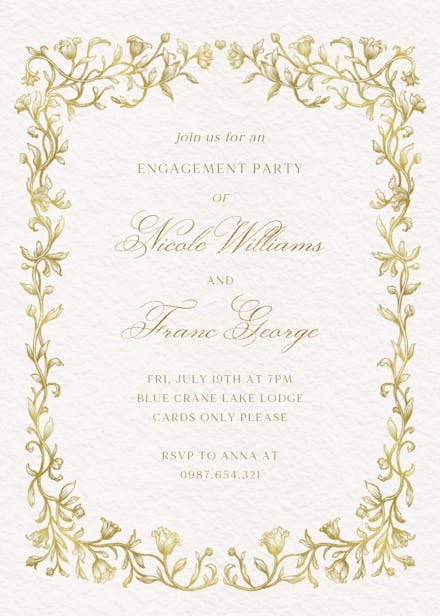 Etched deco -  invitación para fiesta de compromiso