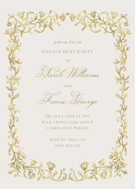 Etched deco - engagement party invitation
