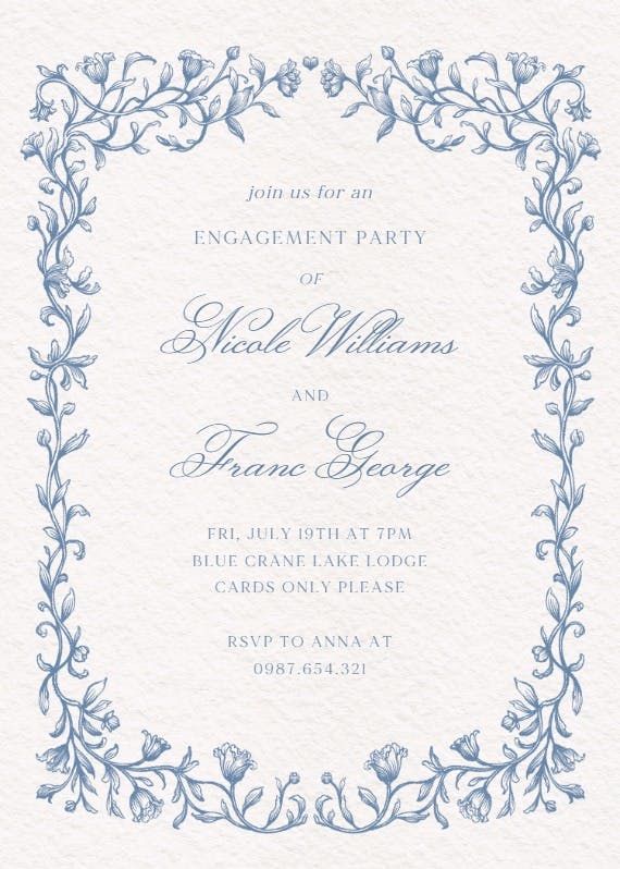 Etched deco - engagement party invitation