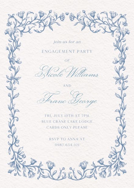 Etched deco - engagement party invitation