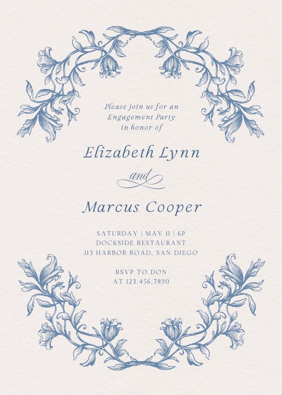 Etched frame - engagement party invitation