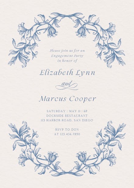Etched frame - engagement party invitation
