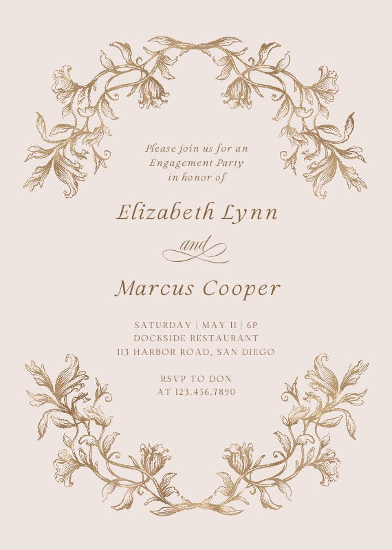 Etched frame -  invitación para fiesta de compromiso
