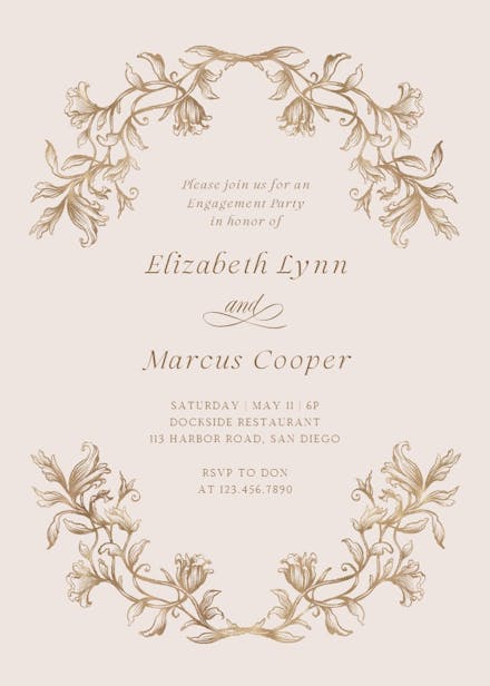 Etched frame - engagement party invitation