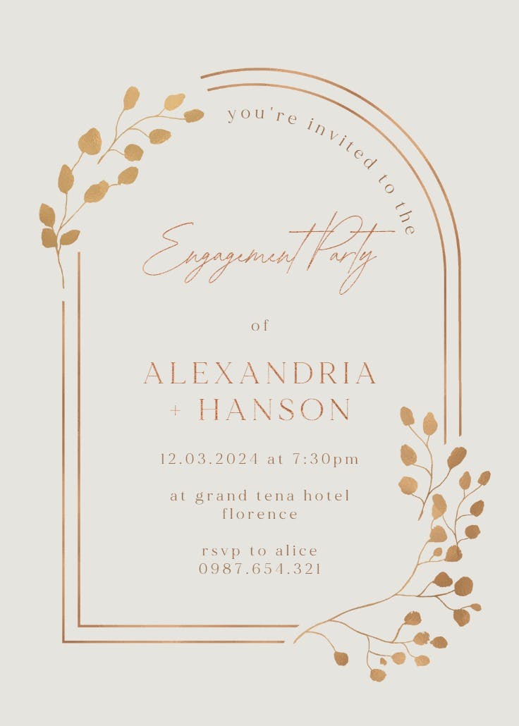 Eucalyptus leaves - engagement party invitation