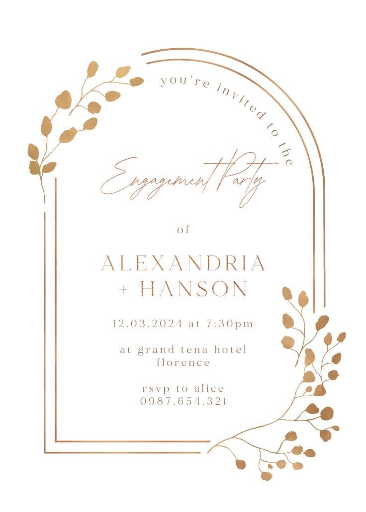 Eucalyptus leaves - engagement party invitation