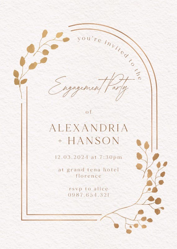 Eucalyptus leaves - engagement party invitation