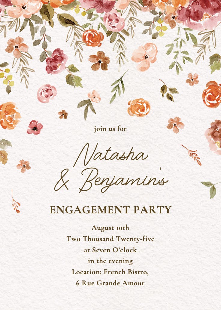 Falling blooms - engagement party invitation