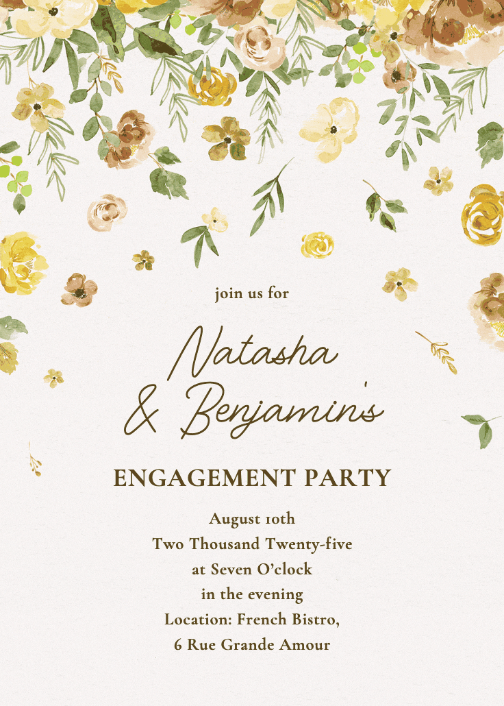 Falling blooms - engagement party invitation