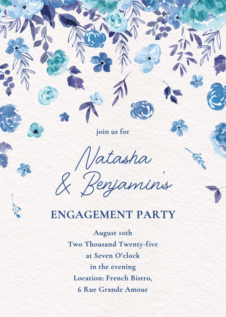 Falling blooms -  invitación para fiesta de compromiso