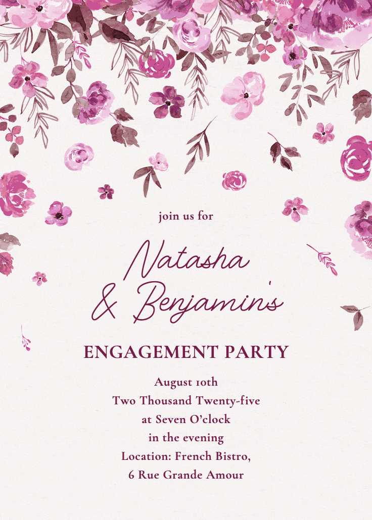 Falling blooms - engagement party invitation