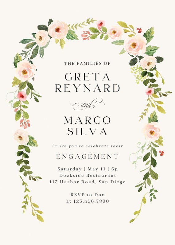 Falling flowers - engagement party invitation