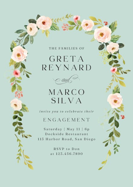 Falling flowers - engagement party invitation