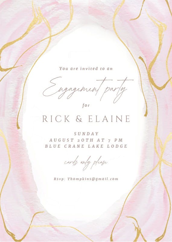 Falling gold confetti - engagement party invitation