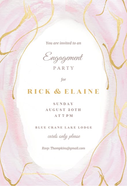 Falling Gold Confetti - Engagement Party Invitation