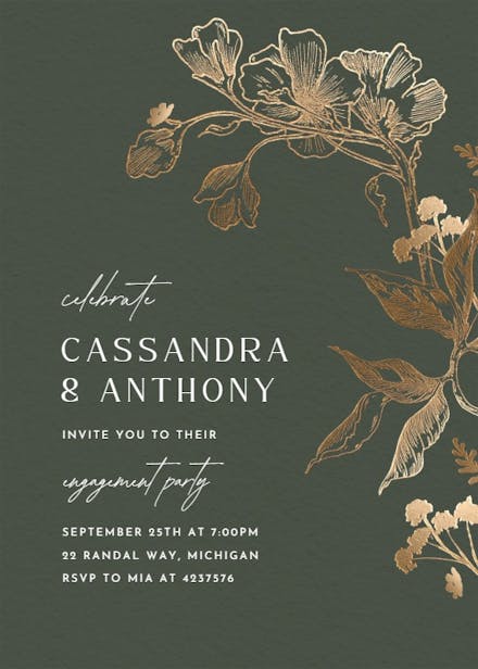 Golden orchid - engagement party invitation