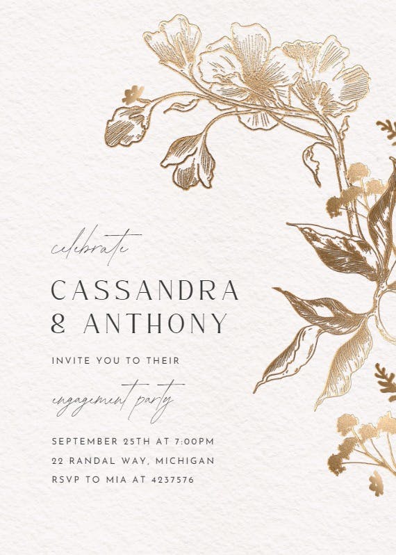 Golden orchid - printable party invitation