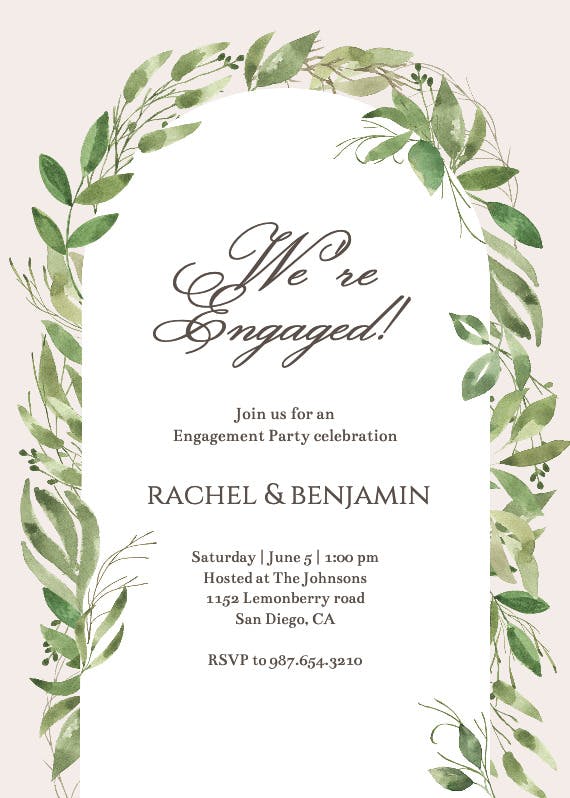 Feathery ferns - engagement party invitation