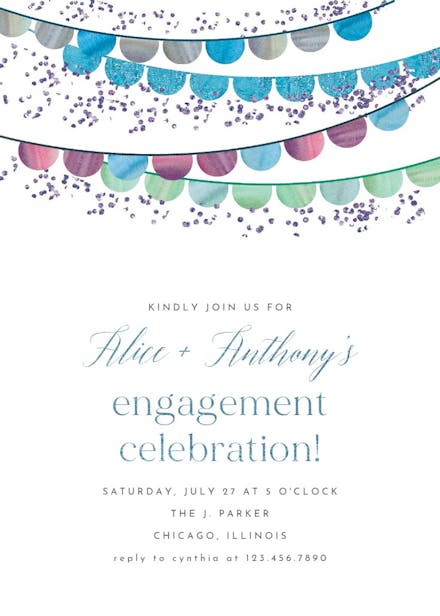 Fiesta flags - engagement party invitation